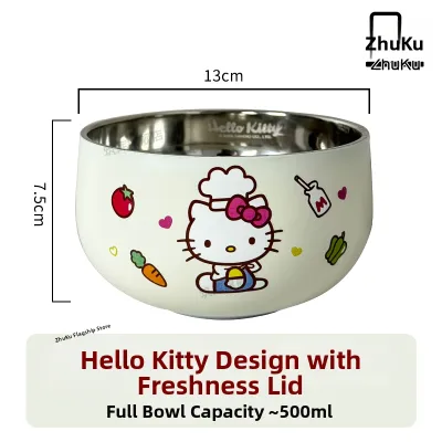 ZHUKU | Childrens Bowl Double Layer Anti Fall Stainless Steel 316 Rice Preservation Bowl Student Personal Use Cartoon Design Bowl