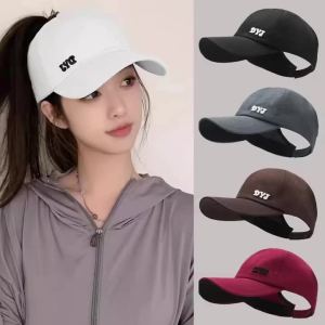 Summer Cap Women High Ponytail Baseball Cap Solid Color Sunhat Sport Running Sun Visor Hats Women Ponycap Adjustable Paste Caps