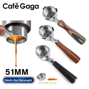 Bộ Lọc Cà Phê Không Đáy 51mm Dành Cho Máy Pha Cà Phê Delonghi EC680 EC685 EC200 Với Giỏ Lọc Dụng Cụ Pha Chế Cà Phê Phụ Kiện Cà Phê Espresso Không Đáy