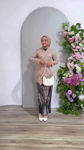 Kebaya Encim Brokat Dewasa & Kebaya Payet Modern Wanita Jumbo LD 130cm