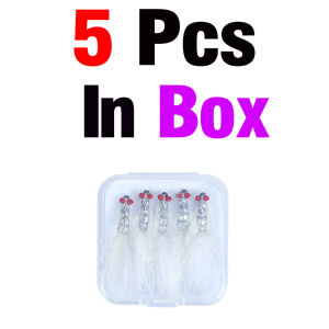 5Pcs White Flash Marabou Streamer Fly Fishing Lures 5cm Barbed Hook Artificial Minnow Bait for Trout Bass Pike Freshwater Tackle