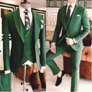 Ivory Mens 3 Piece Wedding Dress Suits Slim Fit Peak Lapel Groom Tuxedos Formal Suit For Business Office(Blazer+Vest+Pants)