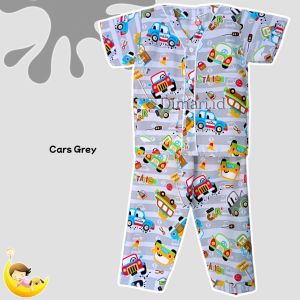 Dimari Setelan Piyama Anak Laki-Laki Usia 1-12 Tahun Model V-neck/ Tanpa Kerah Motif Mobil