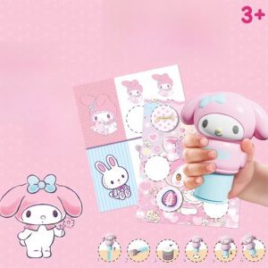 เมจิกแสตมป์สติกเกอร์ของเล่นสำหรับชายและหญิง เด็กทารก รางวัลแสตมป์หนังสือคูมิ สีม่วง น่ารัก สัตว์ การ์ตูน สติกเกอร์การศึกษา