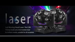 SHEHDS LED 18x12W RGBW Laser Beam Moving Head Light Rotation Disco Ball Dancing Lights Original for KTV Party Stage DJ Equipment Lighting