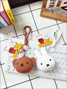 Miffy | Kawaii Miffy Rabbit Silicone Mini Headphones Coin Purse Charm Storage Bag Coin Purse Cartoon Mini Earphone Bag Birthday Gifts
