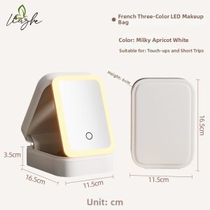 LIUZHE | LED Makeup Mirror Portable Large Capacity Cosmetic Bag