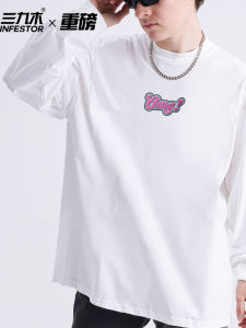 Áo Thun Cotton Dài Tay Dáng Rộng Phong Cách Đường Phố Mỹ Của Sanjiu Wood Dành Cho Nam Và Nữ Họa Tiết Thêu Logo Nhỏ Thoáng Khí Mùa Thu