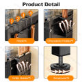 Dish Rack Cabinet with Cover 3Tiers Steel Kitchen Organizer Cabinet Drawer Metal Carbon Black. 