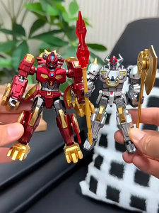 Movable joints manual deformation dual-mode switching mythical characters Wukong Nezha Yang Jian and Bull Demon King alloy deformation robot model toys colorful and exquisite weapons