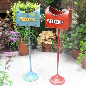 Flower Stand Iron Mailbox Outdoor Garden Shelf Courtyard Floor Ornaments Outdoor Flower Pot Shelf Balcony Decoration