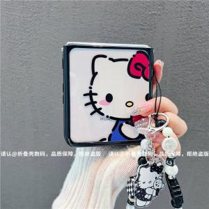 Kitty Cat Design Silicone Foldable Phone Case for Huawei Novaflip Ins Style  Trendy Protective Cover Anti-Fall Luxury Feel