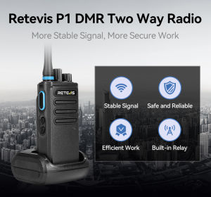 Retevis P1 10W DMR Two Way Radio Long Range Radio Built-in 2500mAh Battery Recording VOX  for Commercial Industrial Factory