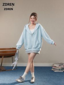 ZHANGDAREN | Bộ Đồ Giảm Cân Plus Size Tăng Cảm Xúc Áo Hoodie và Chân Váy Carô