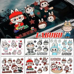 【Pphha】Cute Labubu Car Sticker Cartoon Anime Little Sheep Monster Sticker Auto Motorcycle Electric Vehicles Luggage Decorative Decal