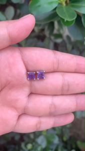 ต่างหูประดับพลอยอเมทิสต์แท้ (Amethyst) เงินแท้ 92.5% rเคลือบทองคำขาว พลอย 6 mm  สินค้าส่งในกล่องเครื่องประดับ พร้อมใบรับประกัน พลอยอเมทิส พลอยอเมทิสแท้ - Lazada