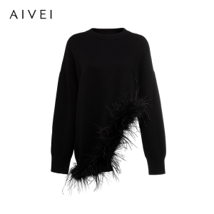 AIVEI | Unusual Design Ostrich Feather Knit Sweater Winter