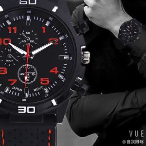Mens GT Quartz Sports Watch - Luminous Display with Carriage Strap and Silicone Band