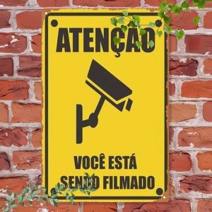 CIFbuy | 2D Metal Sign 20x30cm 8x12 Inch Outdoor Security Camera Warning Sign Rustic Iron Wall Mounted You Are Being Recorded Notice No