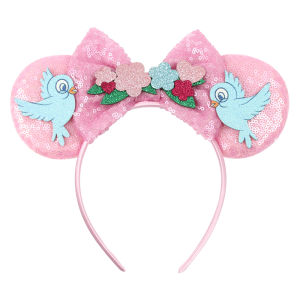 Disney Cinderella Mickey Mouse Ear Headband Sequin Bows Girl Adult KidHalloween Party Cosplay Hair Accessories Princess Hairband