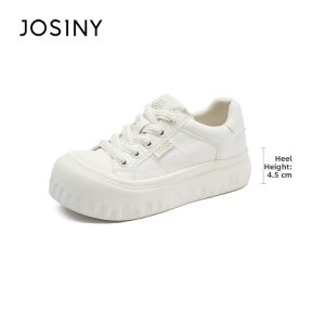 Josiny | Thick Bottom Height Increasing White Sneakers for Women