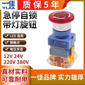 Emergency Stop Switch with Light Self-Locking Mushroom Head 12V 24V 220V Y090-11ZSD Lamp And Switch Integrated One Piece