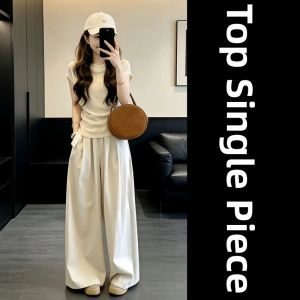 ZHENMANZI | New Fashionable Short Sleeve T-Shirt and Wide Leg Pants Set for Women