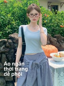 MiiOW | Áo thun nữ cổ tròn tay ngắn dáng ôm mùa hè Pure Desire Style đa năng Áo thun cotton co giãn thoải mái thoáng khí