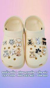 Charm gắn dép giả kim BST 05 mẫu đa dạng charm sticker dép giả kim phụ kiện trang trí dép sục
