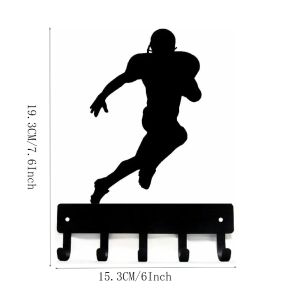 CIFbuy | HOMSUN 6 Inch Football Key Holder Wall Sticker Metal Towel Hooks Hallway Entryway Decor Rustic Sports Gift for Man Cave