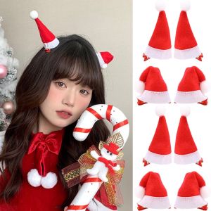 กิ๊บติดผมหมวกซานต้าคริสต์มาสขนาดเล็ก2ชิ้นพร้อมกิ๊บปากเป็ดสำหรับเทศกาลของเด็กทารกเครื่องประดับผมงานปาร์ตี้หมวกมินิ