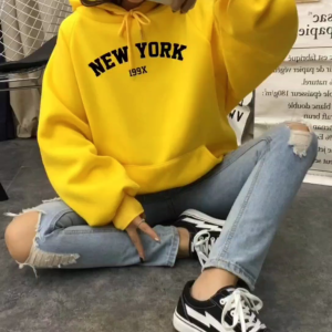 NEW YORK 199X Sweater Hoodie Jumper Wanita Kantong Size M-L-XL-XXL Bahan Babyterry