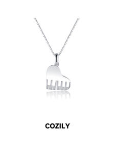 Cozily Original Design Silver 925 Heart Piano Necklace Stylish Jewelry Gift for Music Students Women Fresh out Fashion Accessory