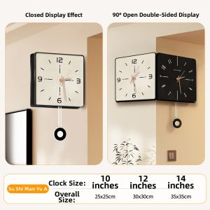 CTYLIGHTZ | Dual Face Corner Clock Silent Wall Clock No Drilling