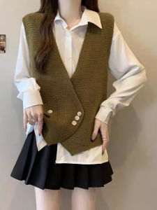 Loose Knitted Vest Top Layering Style Korean Version Early Autumn New Womens plus Size Fashion Outerwear Cardigan Sweater
