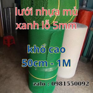 (Khổ Cao 50cm - 1M - lỗ rộng 5mm) LƯỚI NHỰA MÀU XANH QUÂY CHUỒNGLƯỚI MẮT CÁO NHỰA ĐÚC
