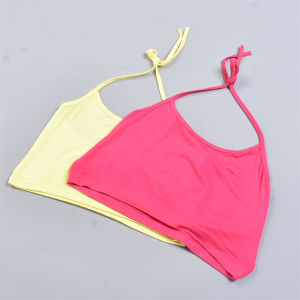 Áo Ba Lỗ Cổ Treo Dây Cho Nữ Mùa Hè Áo Ngắn Hở Lưng Chống Ánh Sáng Cho Nữ Áo Ba Lỗ Cotton Co Giãn Phong Cách Công Sở Màu Trơn