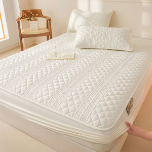 1pc Thicken Waterproof Mattress Protector Plain Stain Resistant Non-slip Fitted Bed Sheet Breathable Comfortable Queen/King Fittedsheet