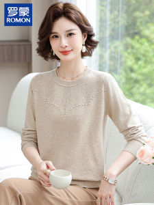 Áo Len Cổ Tròn Thường Ngày Cho Phụ Nữ Trung Niên Và Cao Tuổi Thương Hiệu Romon Thời Trang Mùa Đông Màu Trơn Thoải Mái
