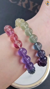Collection Grade Colorful Fluorite Pumpkin Bracelet