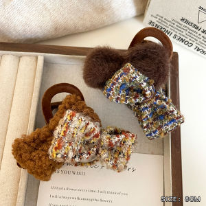 Premium Knitted Butterfly Knot Hair Clip Womens Back of Head New Years Hair Clip Autumn Winter Shark Bite Clip New 2024 Hair Accessories