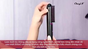 Lược uốn duỗi tóc LCD USB có thể sạc lại S7 Đen TímLược tạo kiểu tóc bằng gốm không dây LCD chất lượng cao