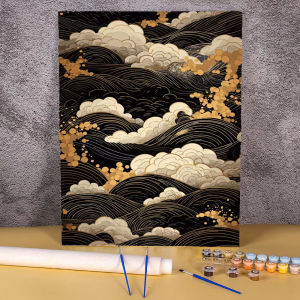 Apanese Style Seascape Picture Number Drawing Sea Wave Oil Painting Package Adults Acrylic Paint By Numbers on Canvas Wall Art