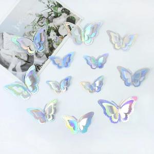 12Pcs 3D Hollow Butterfly Wall Stickers Gold Rose Silver Butterflies Art Decals For Kids Bedroom Living Room Birthday Home Decor