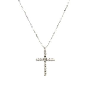Nathalias NY สร้อยเงินแท้ 925 พร้อมจี้ไม้กางเขน ประดับเพชรแท้ 0.04 กะรัต  Cross Pendant with Diamonds in Sterling Silver