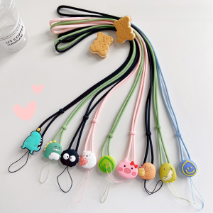 Kawaii ยาวซิลิโคน Lanyard ปรับ Anti-fall โทรศัพท์มือถือ สายคล้อง น่ารัก การ์ตูน สัตว์หน้ายิ้ม ผู้หญิง คอแขวนอุปกรณ์เสริม