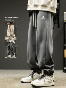 กางเกงวอร์มลำลองสไตล์อเมริกันสำหรับผู้ชาย กางเกงขายาวทรงหลวมพิมพ์ลายสปอร์ตสไตล์ญี่ปุ่น กางเกงขายาวทรงหลวมสำหรับฤดูใบไม้ร่วงและฤดูหนาว