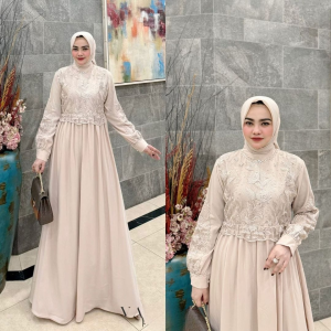 Rumaisha Dress Ceruty Mix Brukat Gamis Wanita Remaja Murah Tapi Mewah Dress Wanita Terbaru 2024