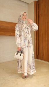 Setelan Rok Plisket Motif Amarylis By Rania Fashion