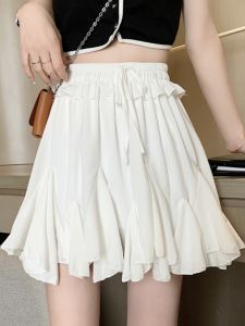 Elastic Waist Pleated Skirt for Women Summer New Arrival Plus Size Fat Sister mm Puffy Wide-Legged Versatile A- line Short Skirt